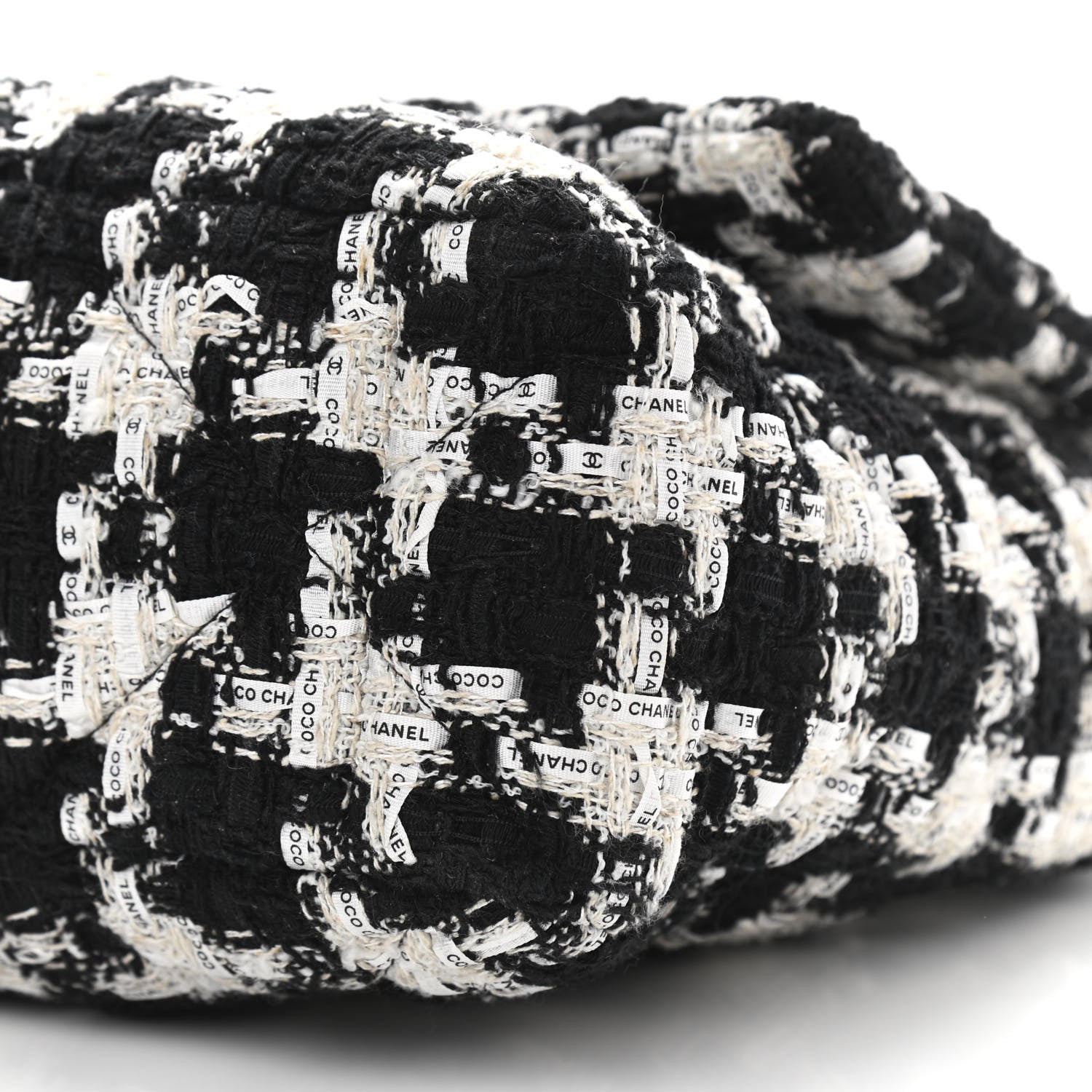 Chanel Tweed Quilted Large Chanel 19 Flap Black Ecru White 10 of 11