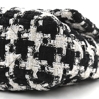 Chanel Tweed Quilted Large Chanel 19 Flap Black Ecru White 10 of 11