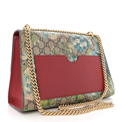 Gucci GG Supreme Monogram Blooms Medium Padlock Shoulder Bag Beige Blue Navy Hibiscus Red 3 of 16