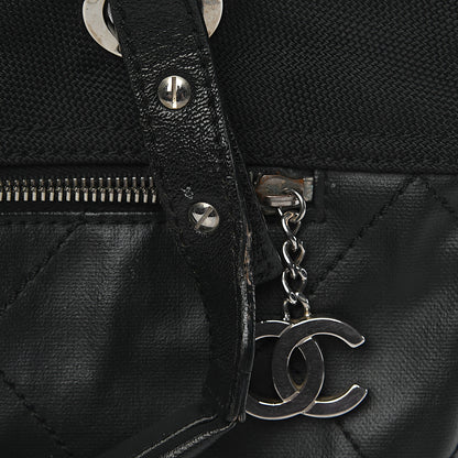 Chanel Coated Canvas Quilted Large Paris Biarritz Tote Black 16 of 19