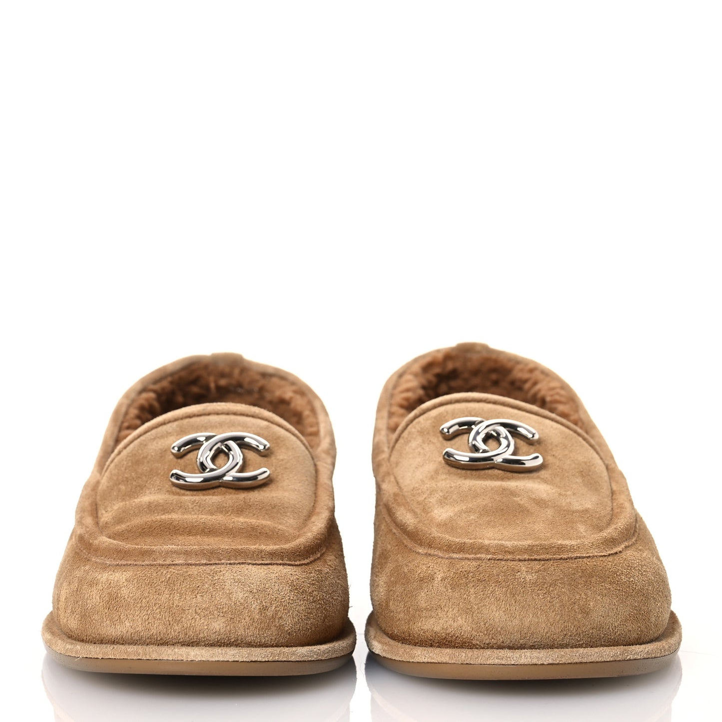 Suede Calfskin CC Loafers 37 Dark Beige