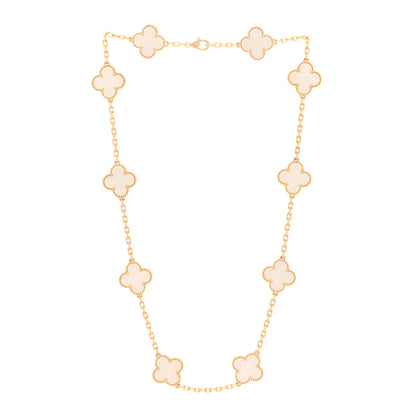 Van Cleef & Arpels 18K Yellow Gold Mother of Pearl 10 Motifs Vintage Alhambra Necklace 3 of 4