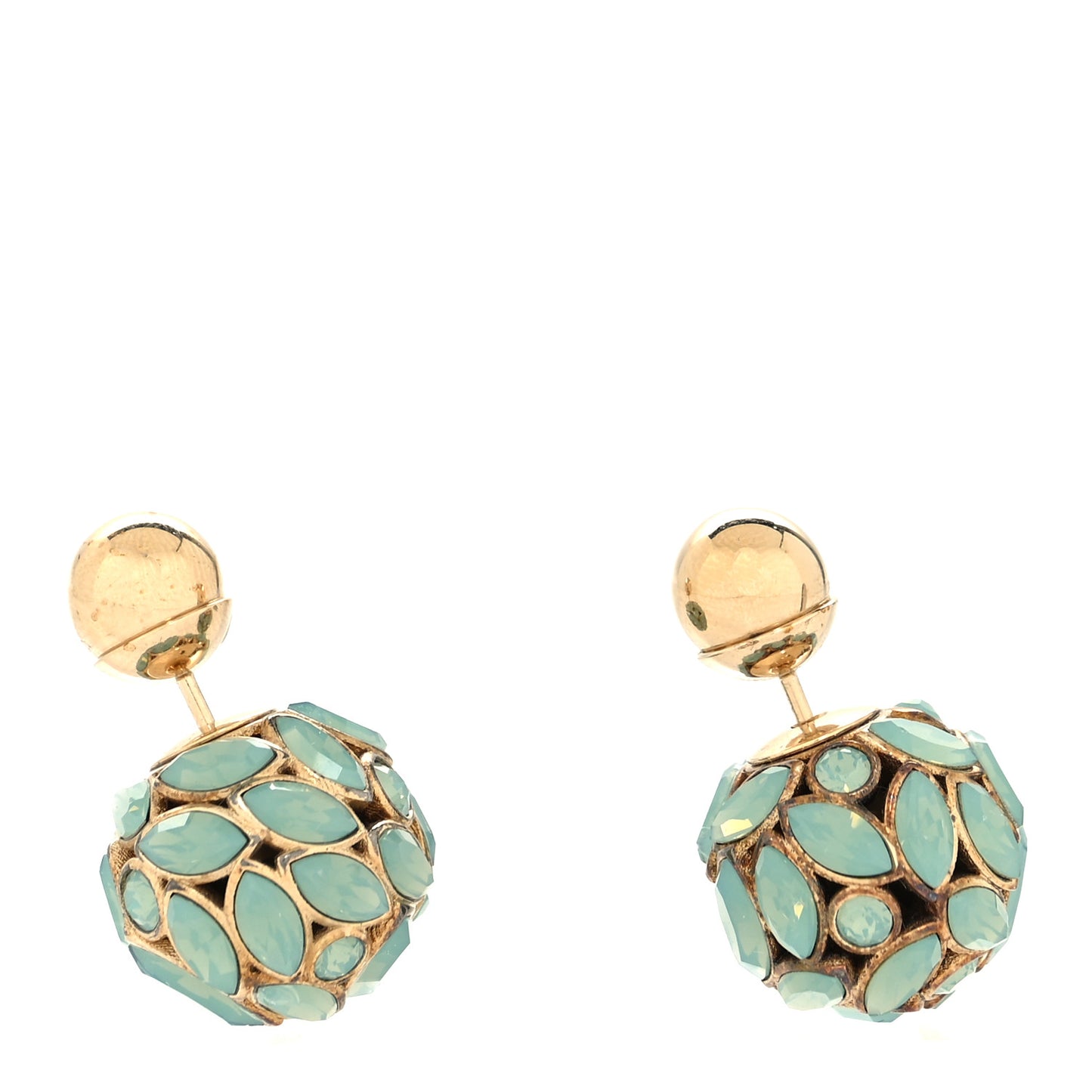 Metal Crystal Mise En Dior Tribal Earrings Green