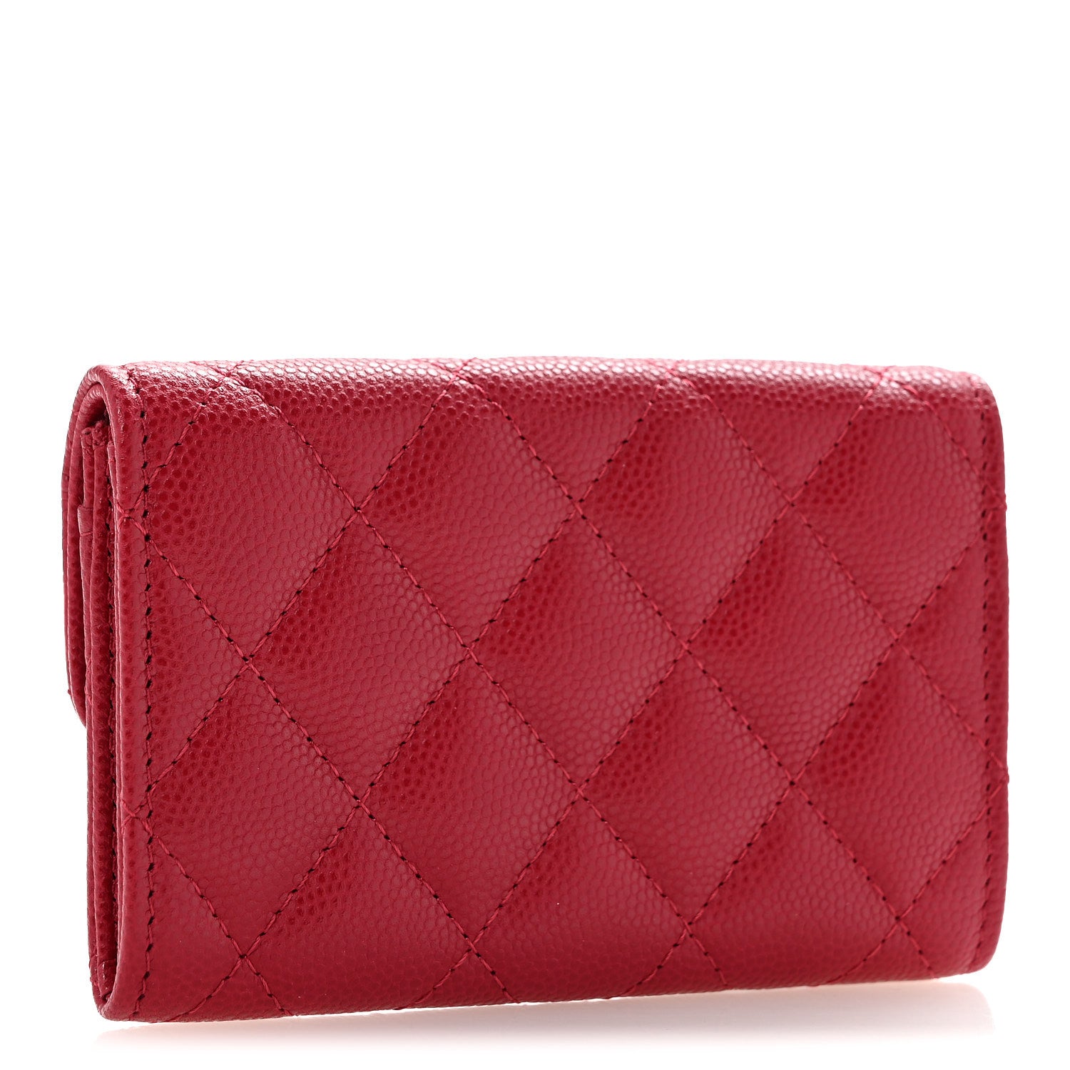 Chanel Caviar Quilted Flap Card Holder Wallet Dark Pink 3 of 9