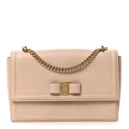 Salvatore Ferragamo Printed Calfskin Ginny Shoulder Bag Beige 1 of 10