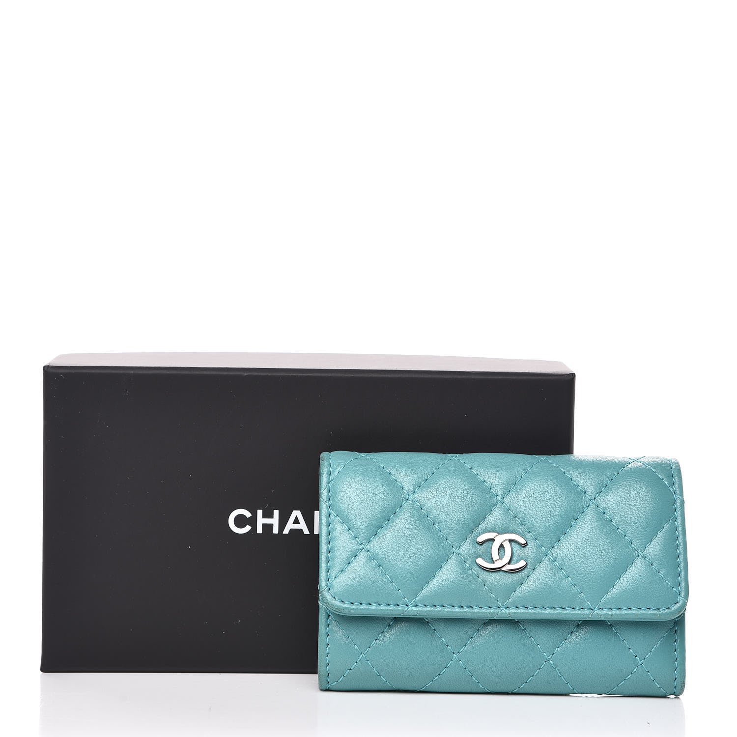 Chanel Lambskin Quilted Card Holder Turquoise 10 of 10