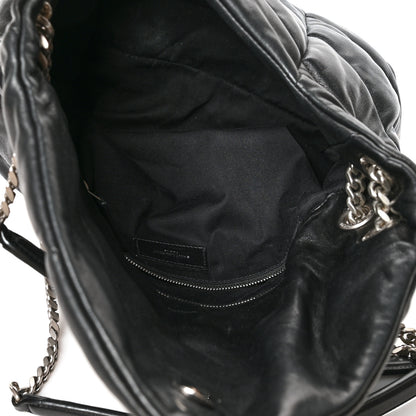 Saint Laurent Lambskin Quilted Small Loulou Puffer Monogram Chain Satchel Black 5 of 11