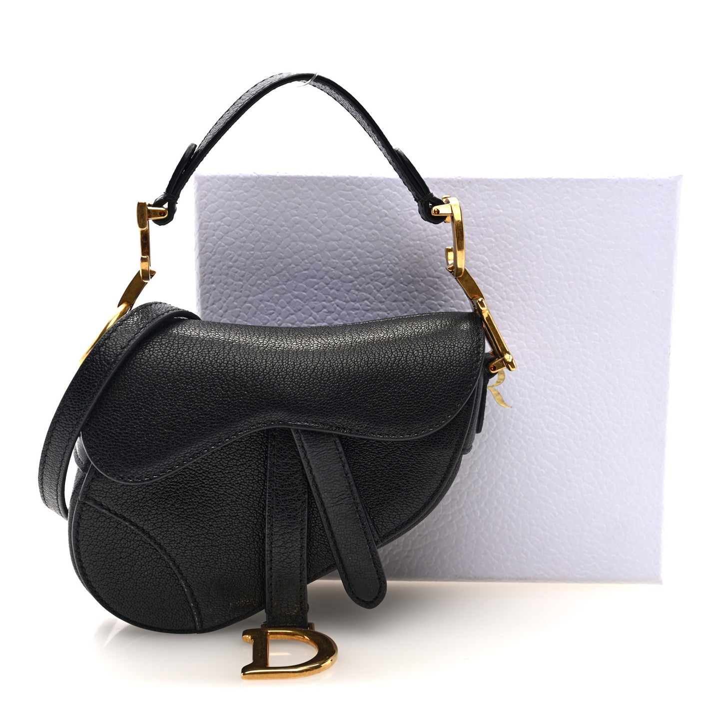 Goatskin Micro Saddle Bag With Strap Black