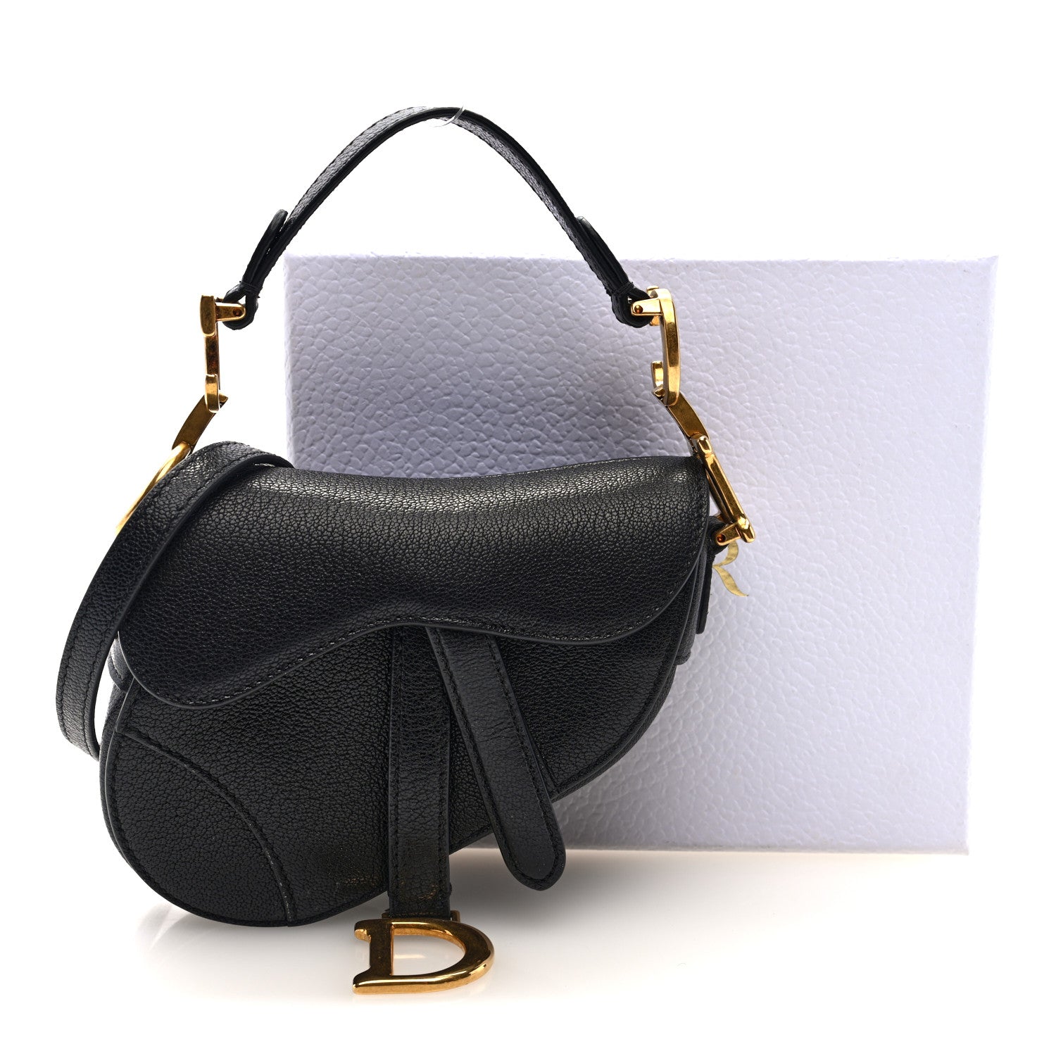 Christian Dior Goatskin Micro Saddle Bag With Strap Black 10 of 10