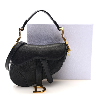 Christian Dior Goatskin Micro Saddle Bag With Strap Black 10 of 10