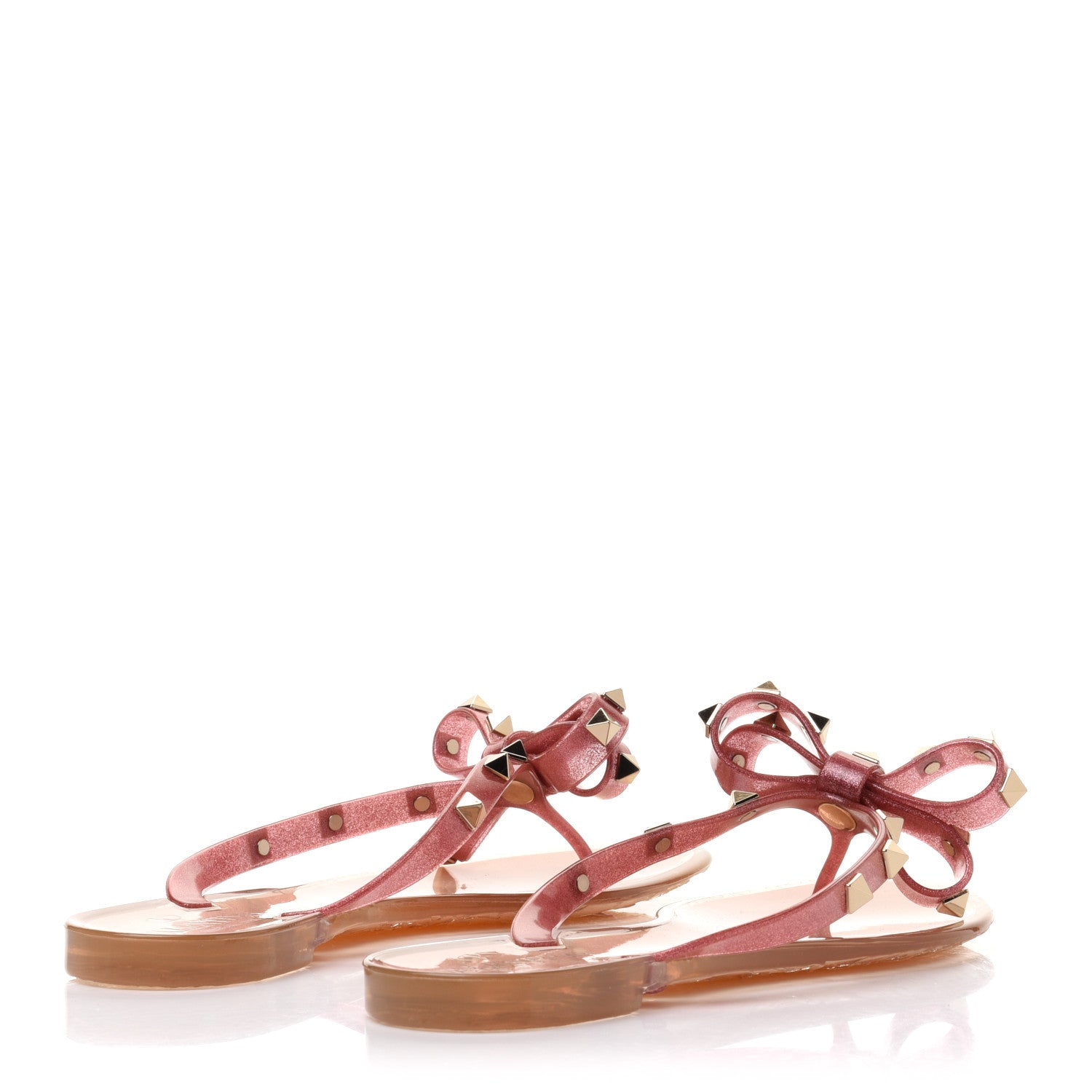 Valentino Garavani PVC Jelly Glitter Rockstud Bow Thong Sandals 35 Pink 4 of 7