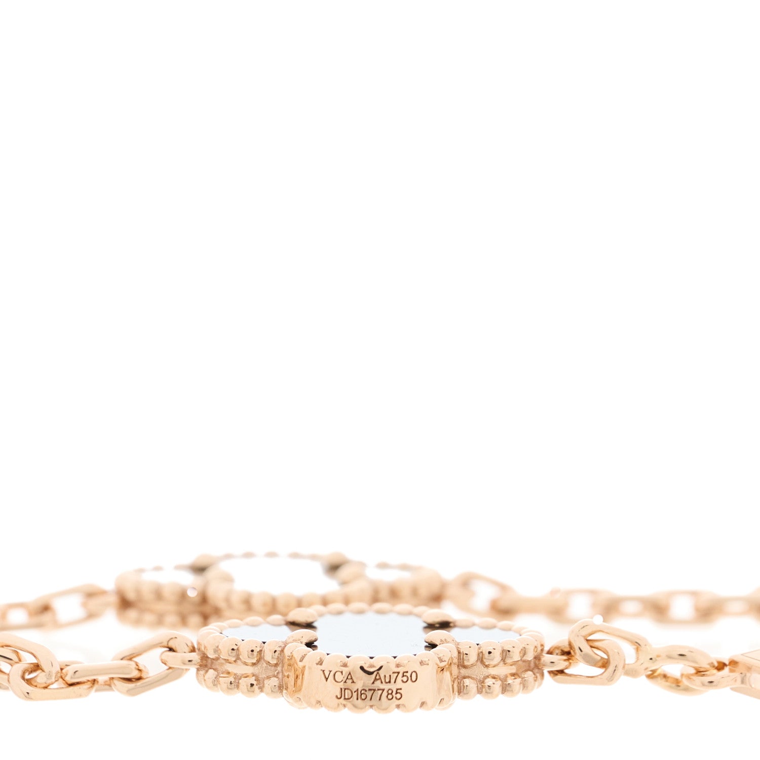 Van Cleef & Arpels 18K Rose Gold Diamond Gray Mother of Pearl 5 Motifs Vintage Alhambra Bracelet 3 of 5