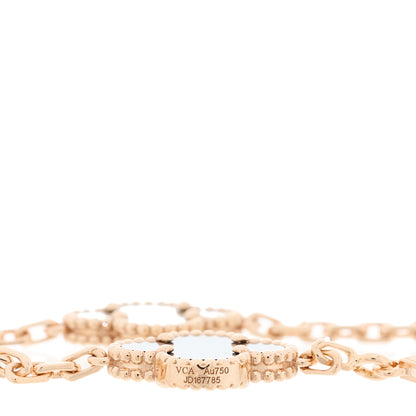Van Cleef & Arpels 18K Rose Gold Diamond Gray Mother of Pearl 5 Motifs Vintage Alhambra Bracelet 3 of 5