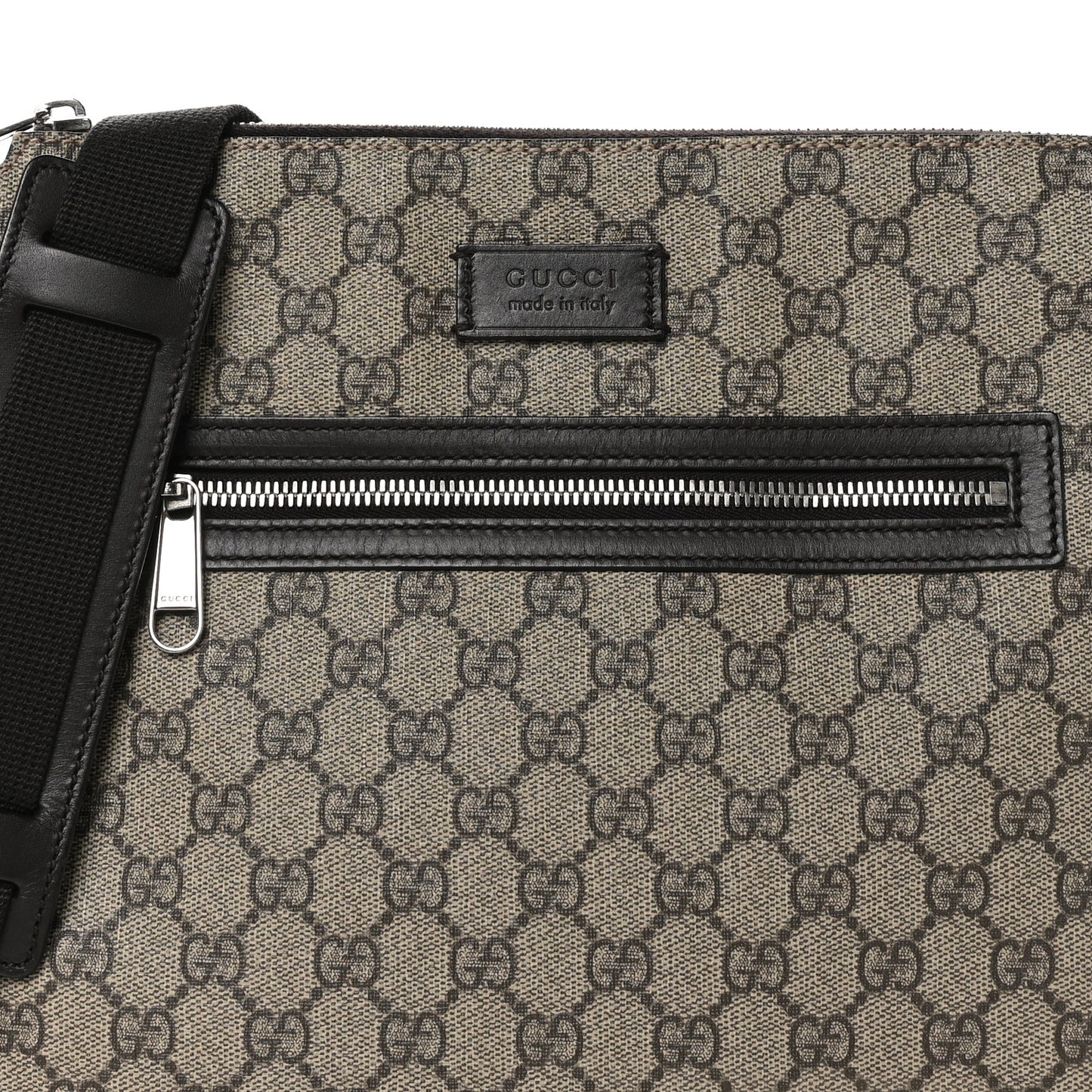 GG Supreme Monogram Medium Flat Messenger Bag Beige Brown
