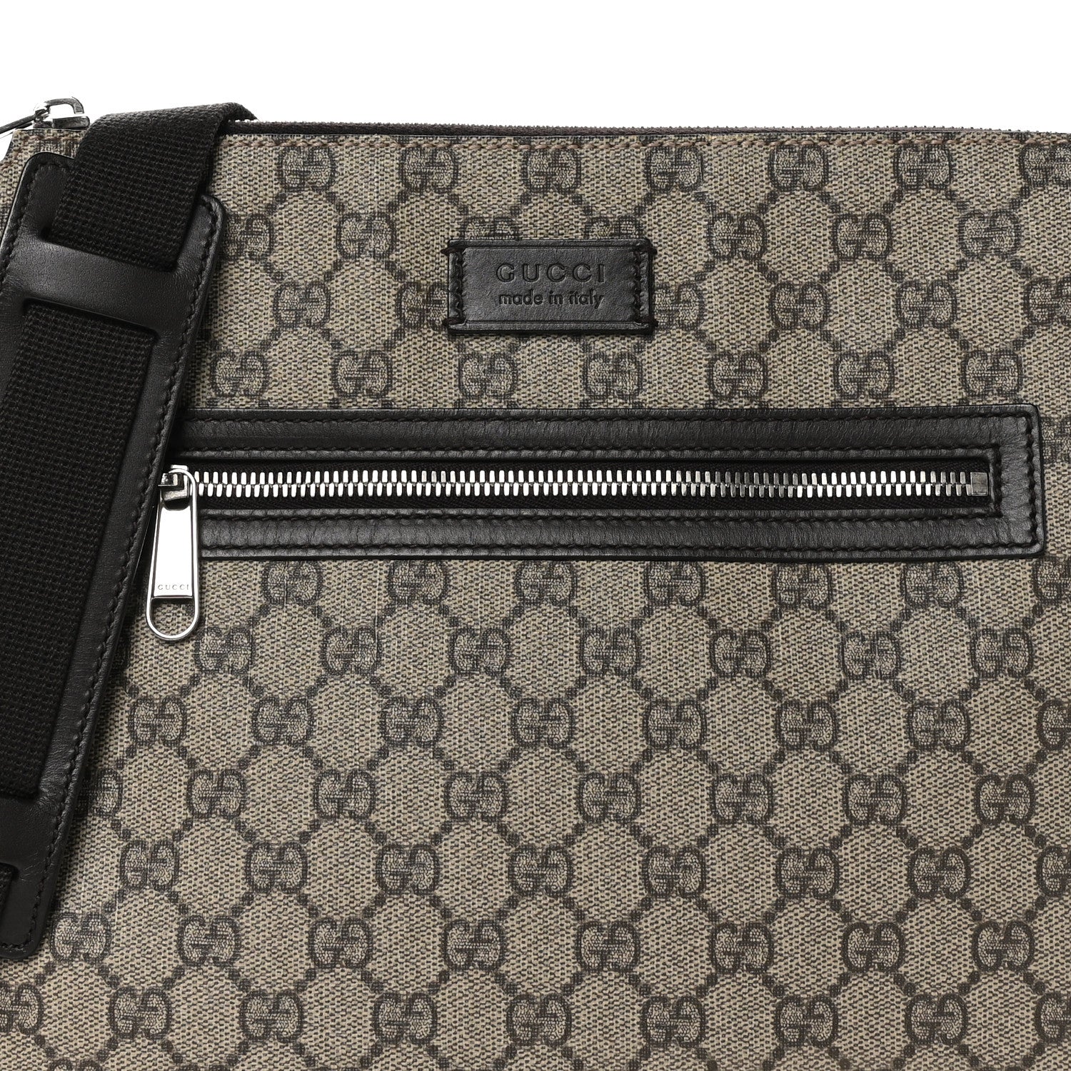 Gucci GG Supreme Monogram Medium Flat Messenger Bag Beige Brown 8 of 12