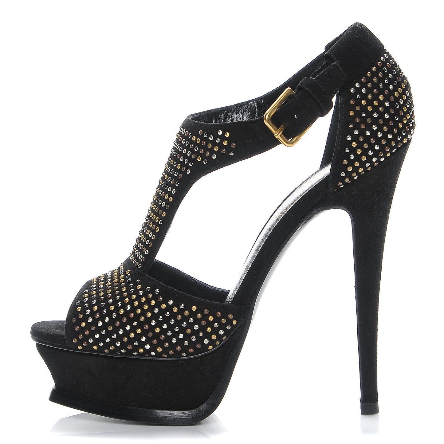 Suede Studded Tribute 105 Platform Sandals 34.5 Black