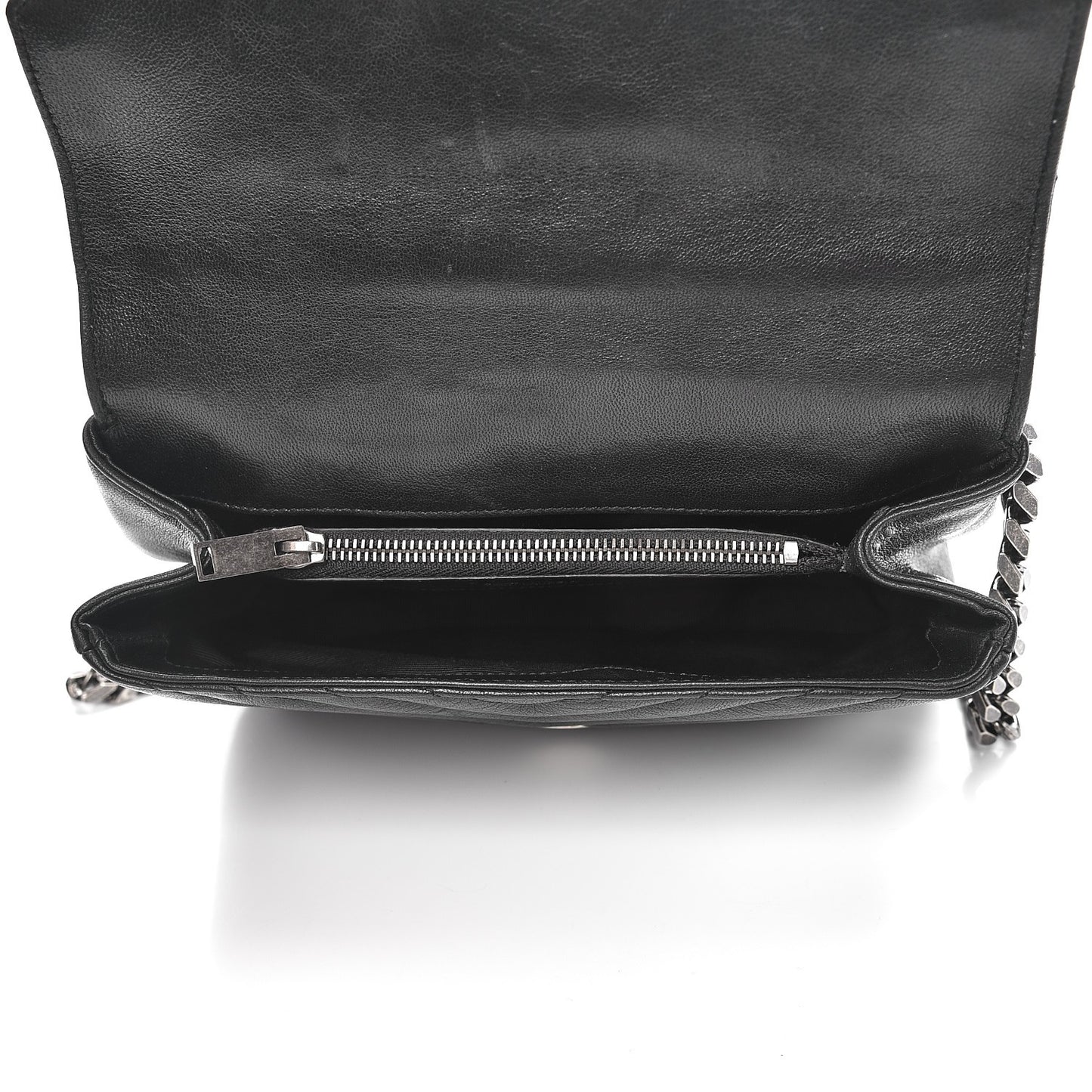 Sheepskin Matelasse Chevron Monogram Medium College Bag Black