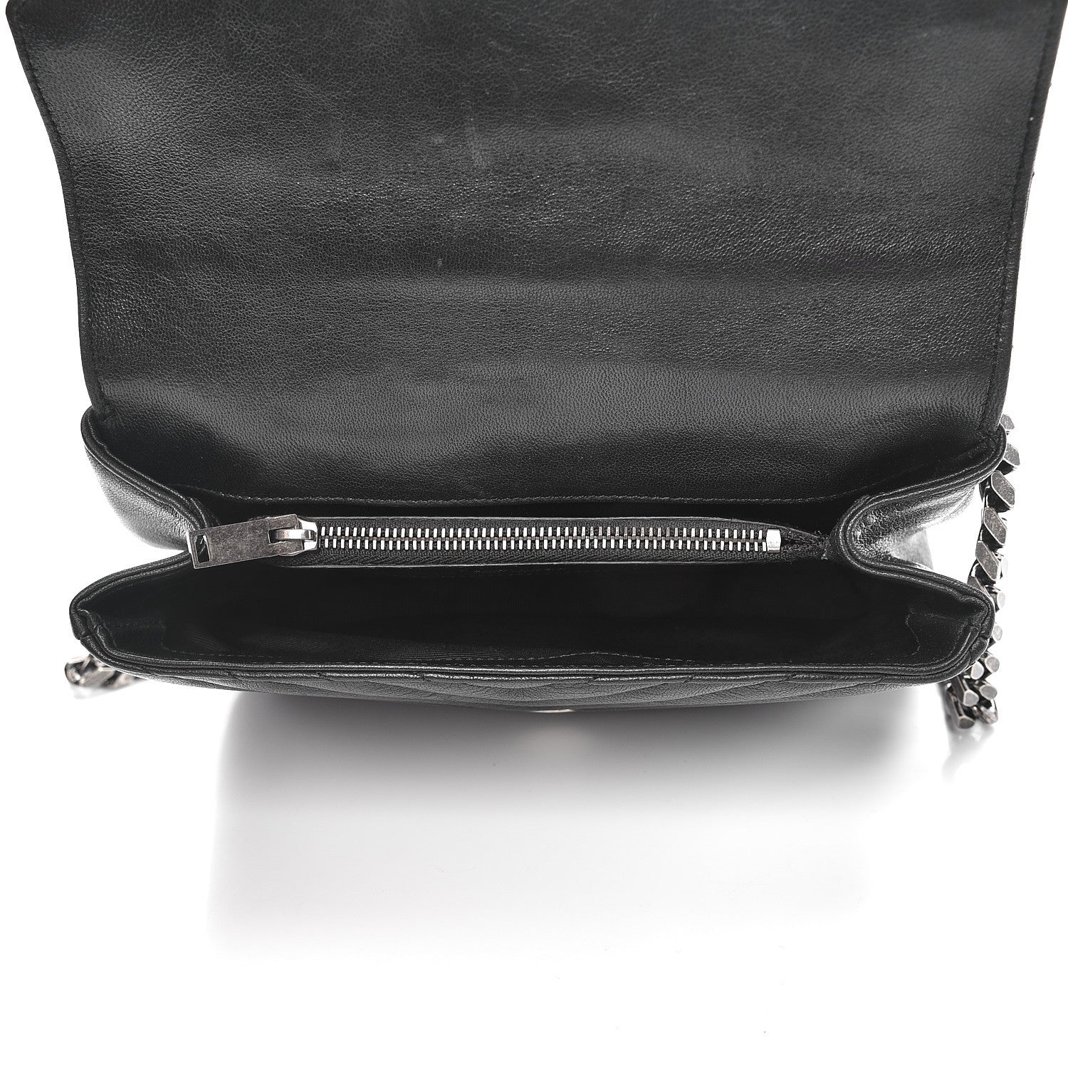 Saint Laurent Sheepskin Matelasse Chevron Monogram Medium College Bag Black 5 of 9