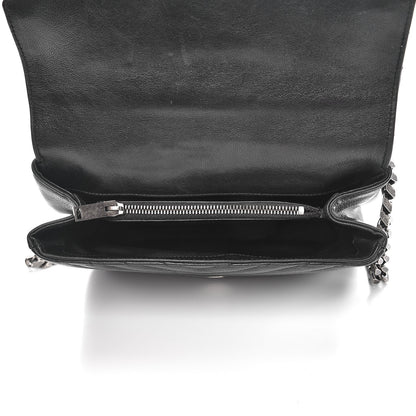 Saint Laurent Sheepskin Matelasse Chevron Monogram Medium College Bag Black 5 of 9