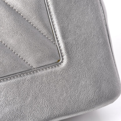 Chanel Metallic Sheepskin Chevron Quilted Medium Vintage Mademoiselle Flap Silver 14 of 14