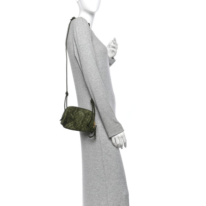 Bottega Veneta Suede Intrecciato Concert Pouch Green Tweed 2 of 10