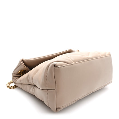 Saint Laurent Lambskin Quilted Small Loulou Puffer Monogram Chain Satchel Dark Beige 4 of 10