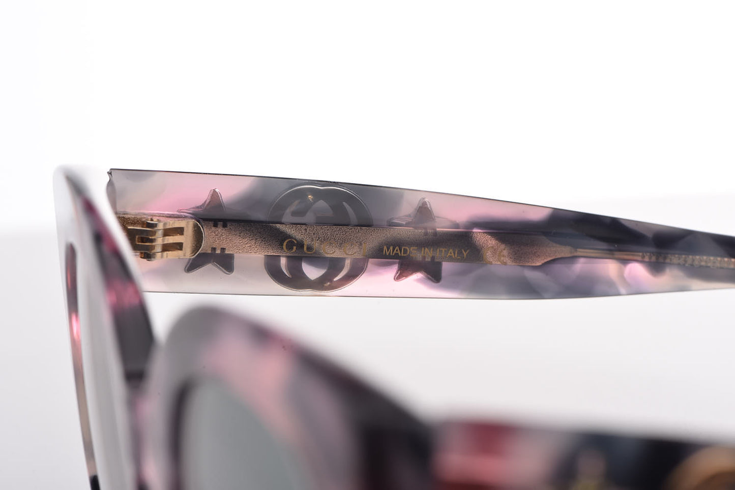 Round Frame Star Sunglasses GG0208S Grey Pink