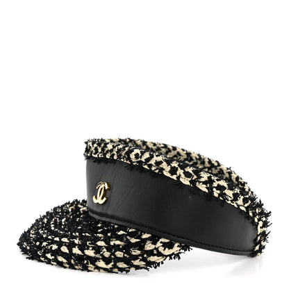 Chanel Abaca Cotton Ribbon Visor Black Beige 4 of 9