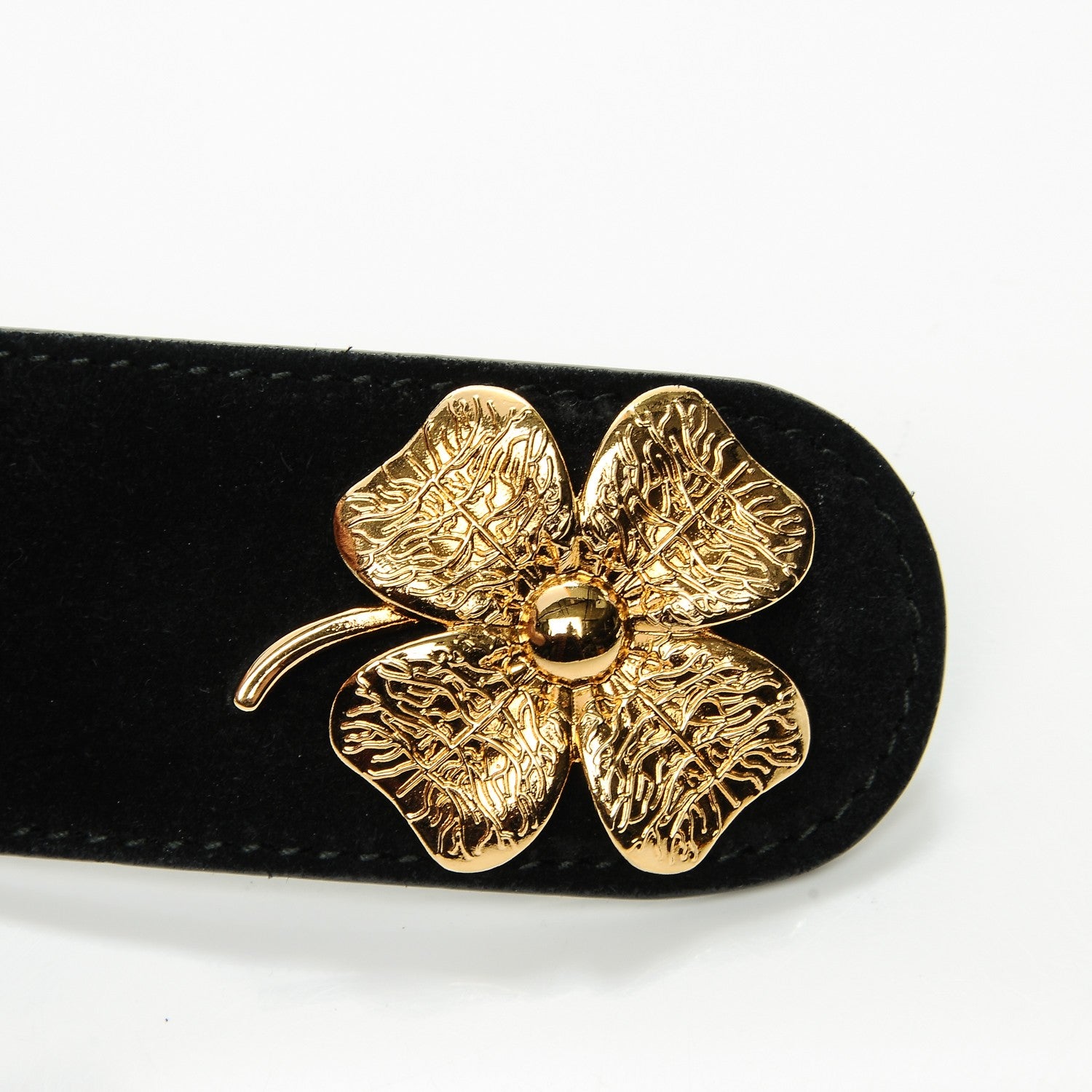 Gucci Suede Calfskin Marmont Clover Belt 90 36 Black 5 of 8