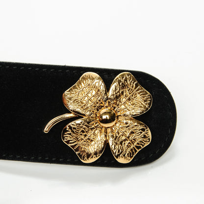 Gucci Suede Calfskin Marmont Clover Belt 90 36 Black 5 of 8