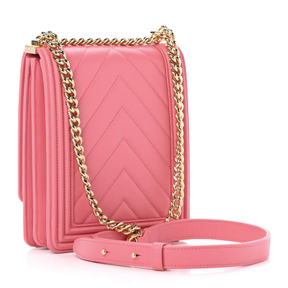 Chanel Calfskin Chevron North South Boy Flap Pink 2 of 7