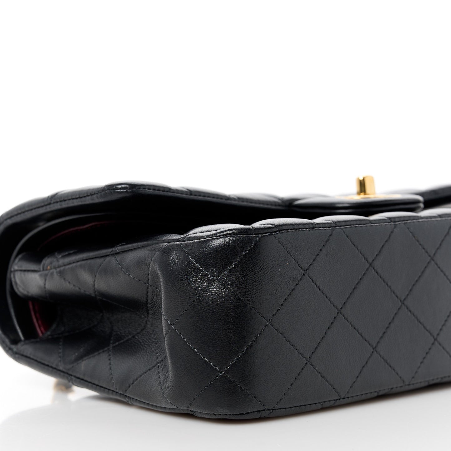 Lambskin Quilted Medium Double Flap Black