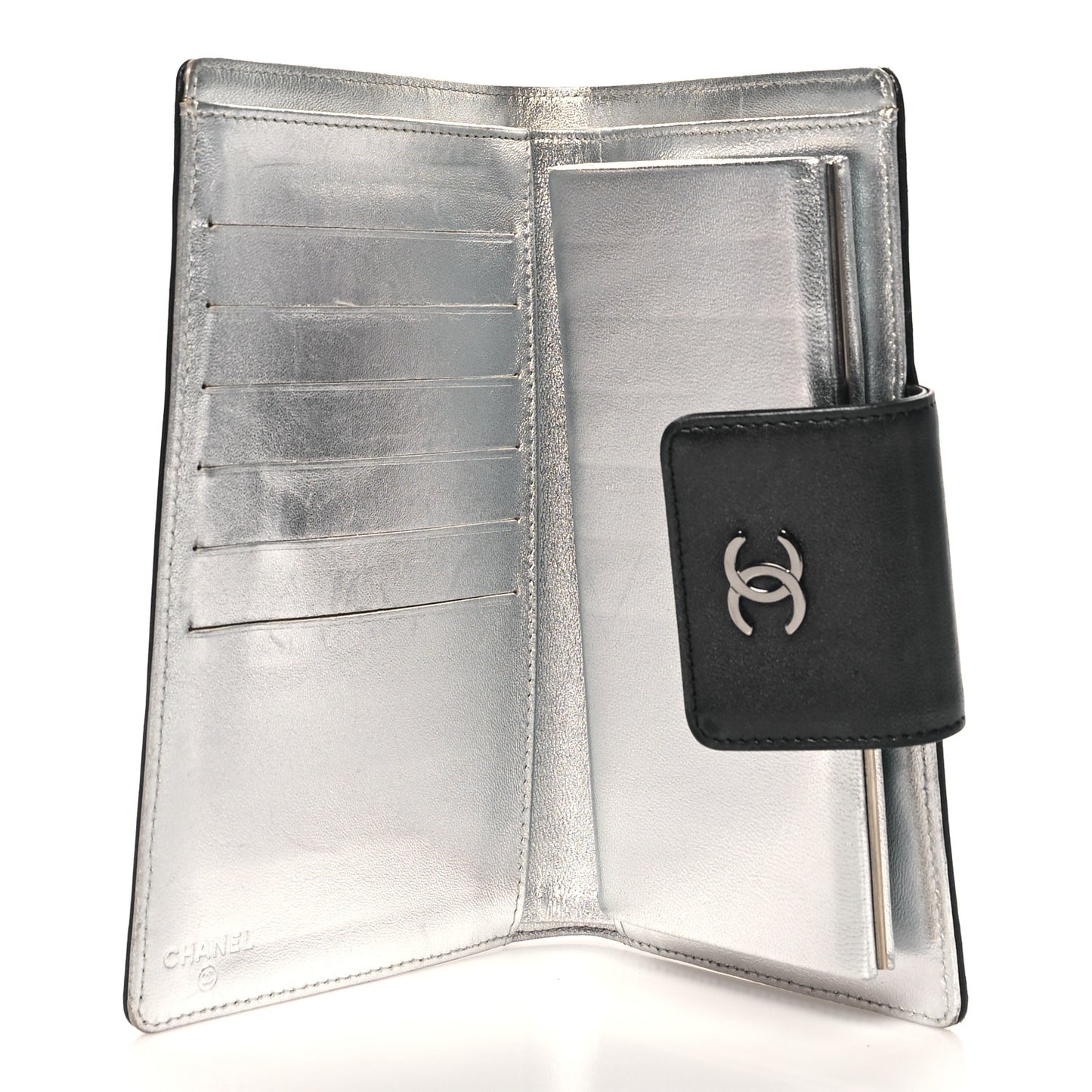 Calfskin Lucky Symbols French Wallet Black