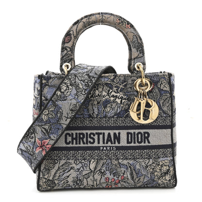 Christian Dior Canvas Embroidered Jardin Magique Medium Lady D-Lite Denim Multicolor 1 of 13