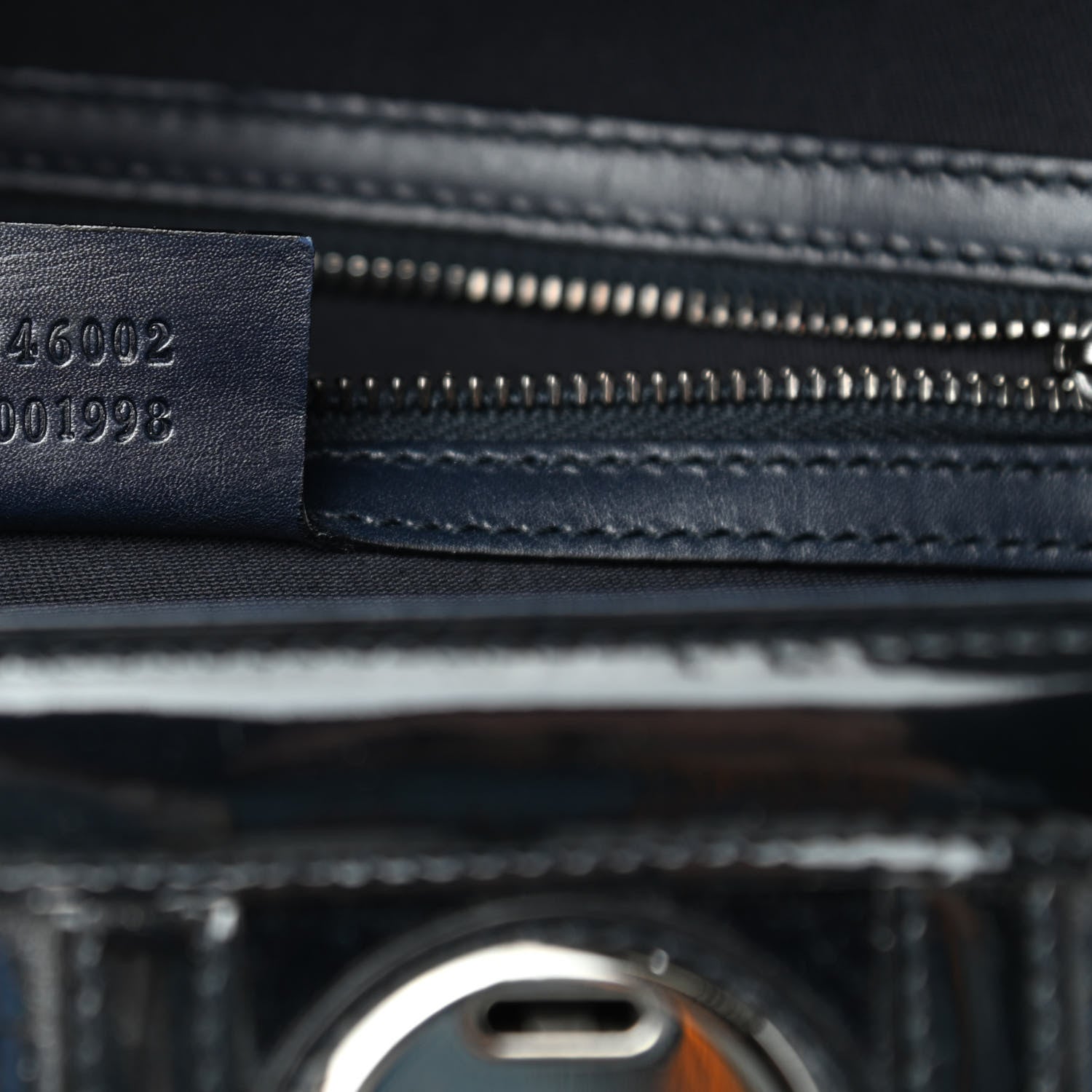Gucci Patent Horsebit Embossed Treasure Boston Black Blue 7 of 10