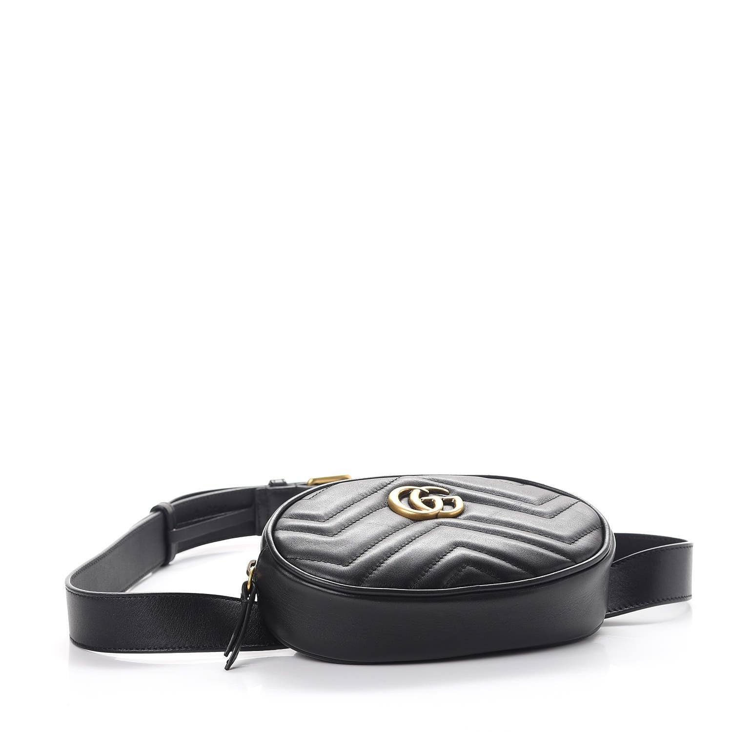 Gucci Calfskin Matelasse GG Marmont Belt Bag 105 42 Black 4 of 13