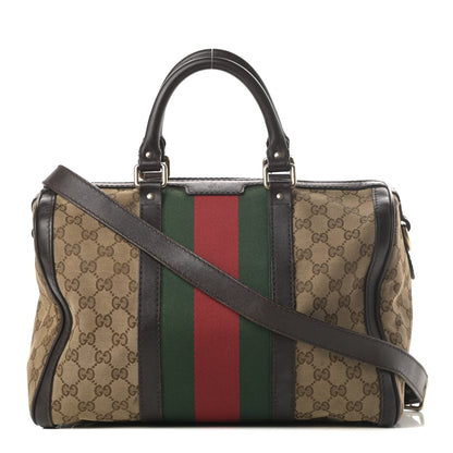 Gucci Monogram Vintage Web Medium Boston Dark Brown 1 of 22