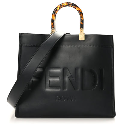 Fendi Vitello King Plexiglass Medium Fendi Sunshine Shopper Tote Black 1 of 8