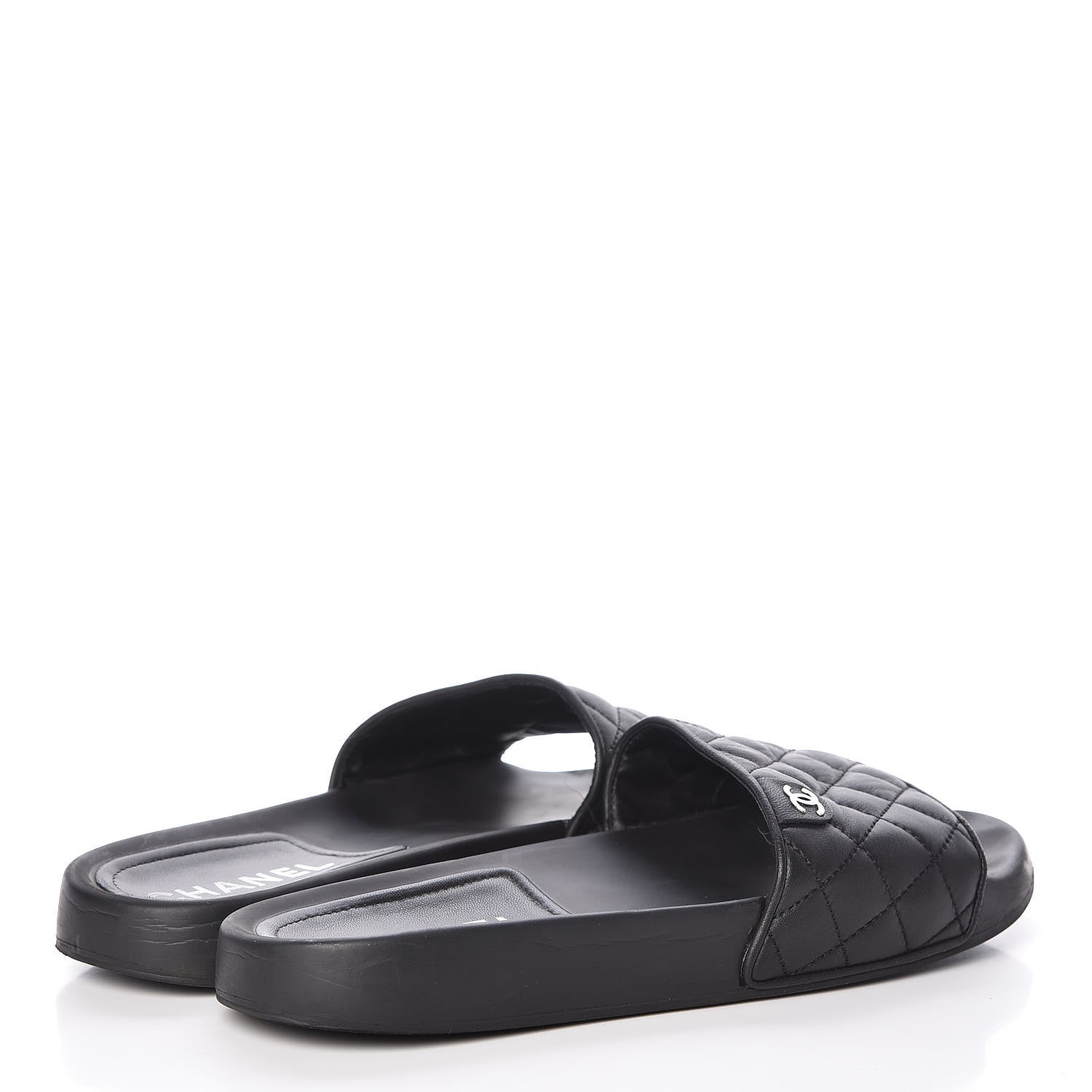 Chanel Lambskin Quilted CC Mules Sandals 42 Black 4 of 14