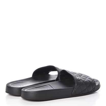 Chanel Lambskin Quilted CC Mules Sandals 42 Black 4 of 14
