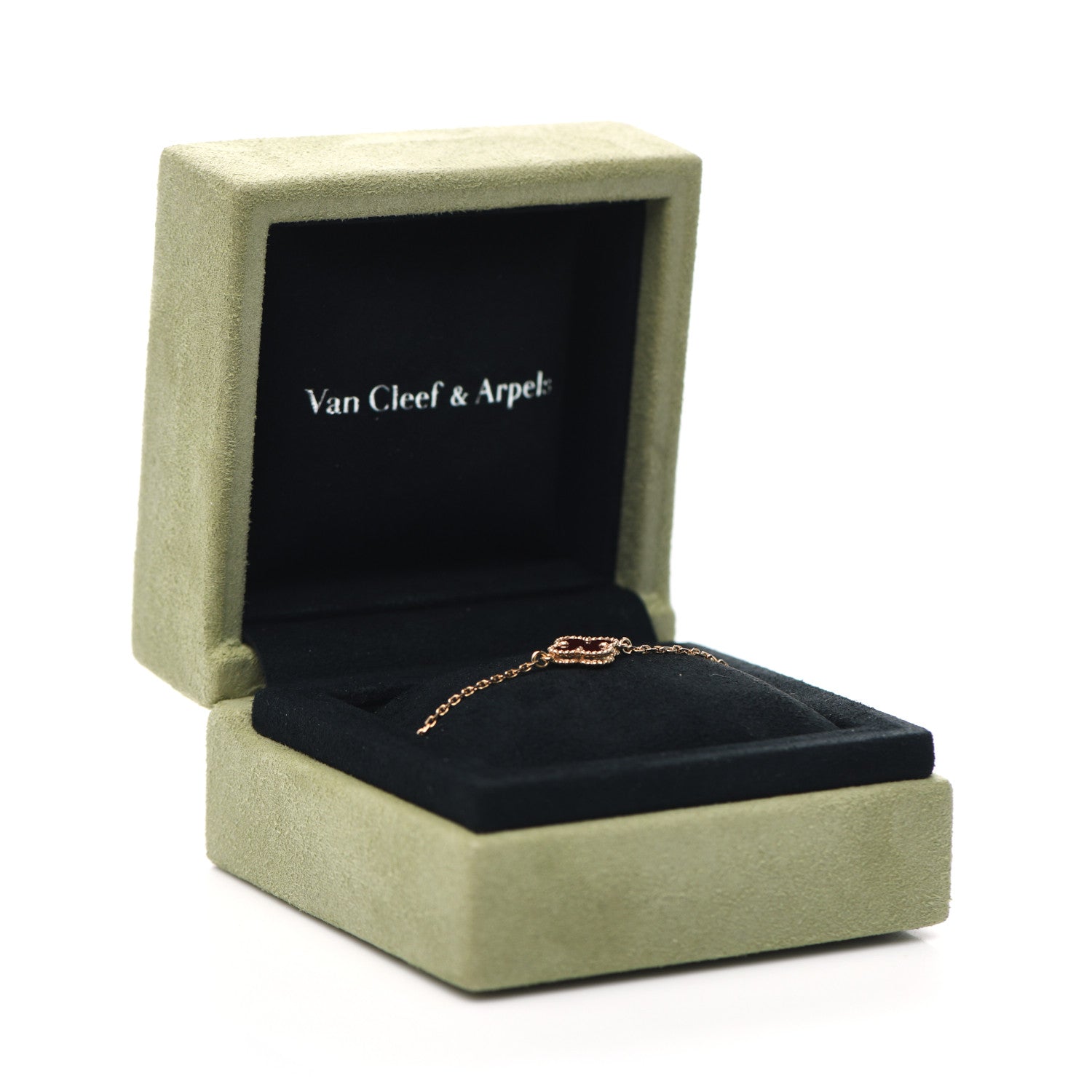 Van Cleef & Arpels 18K Rose Gold Carnelian Sweet Alhambra Bracelet 8 of 8