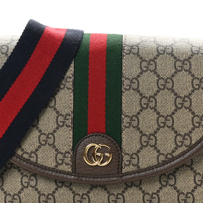 Gucci GG Supreme Monogram Textured Dollar Calfskin Web Studded Mini Ophidia Flap Shoulder Bag Beige Ebony New Acero 8 of 10
