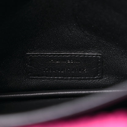 Saint Laurent Shearling Quilted Le Maillon Square Crossbody Bag Fuxia 7 of 10