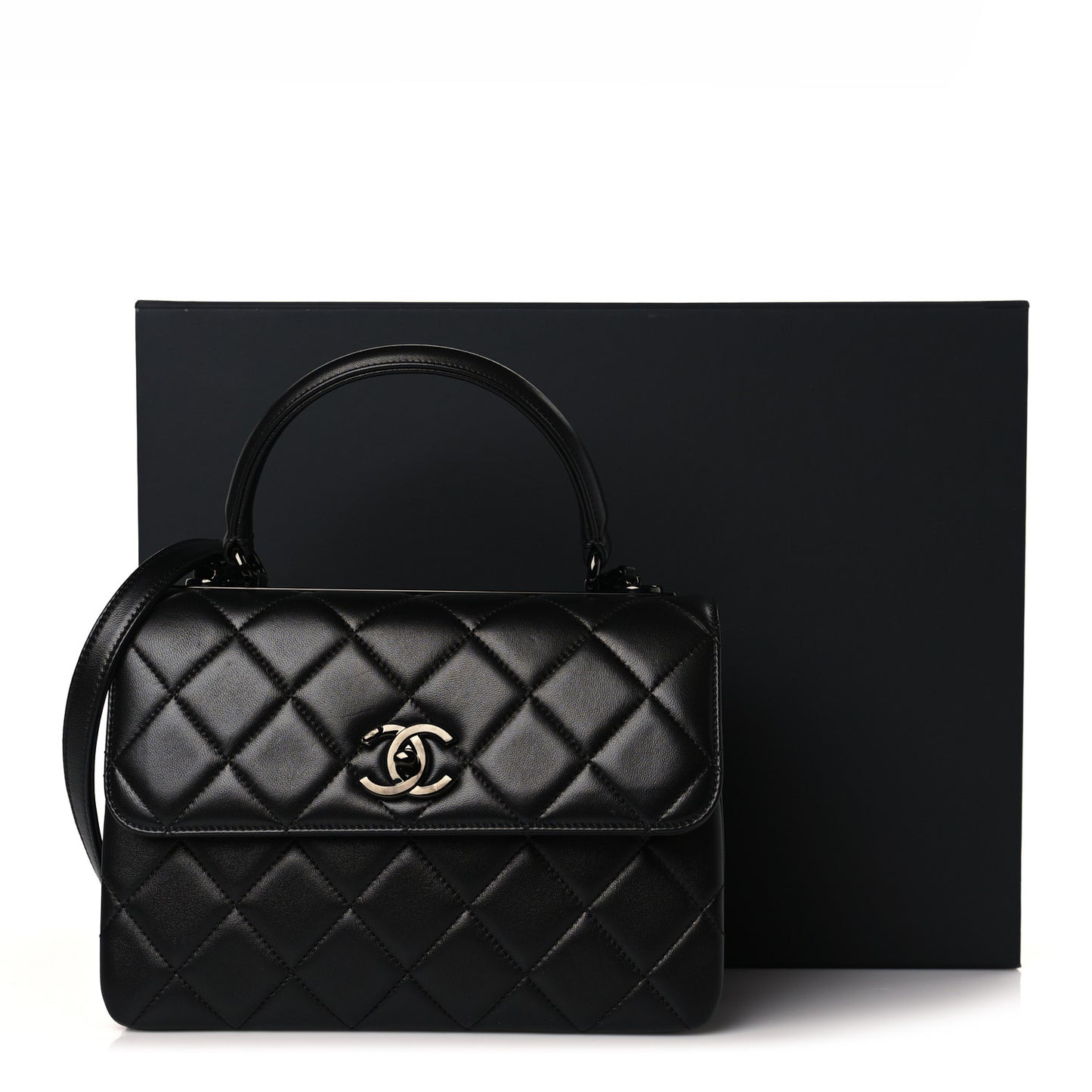 Lambskin Quilted Small Trendy CC Dual Handle Flap Bag So Black