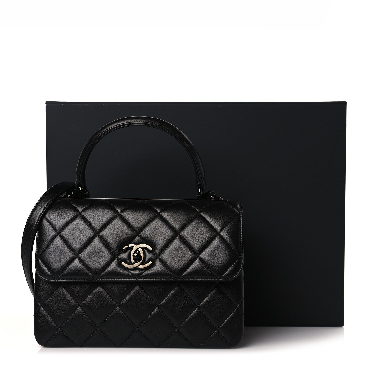 Chanel Lambskin Quilted Small Trendy CC Dual Handle Flap Bag So Black 10 of 10