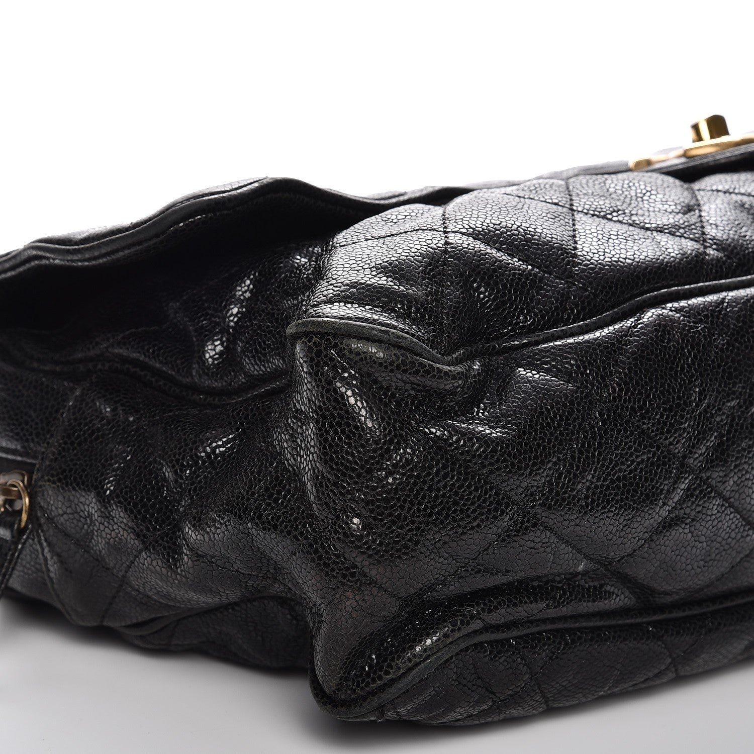 Chanel Crumpled Grained Calfskin Quilted Large Shiva Flap Black 8 of 12