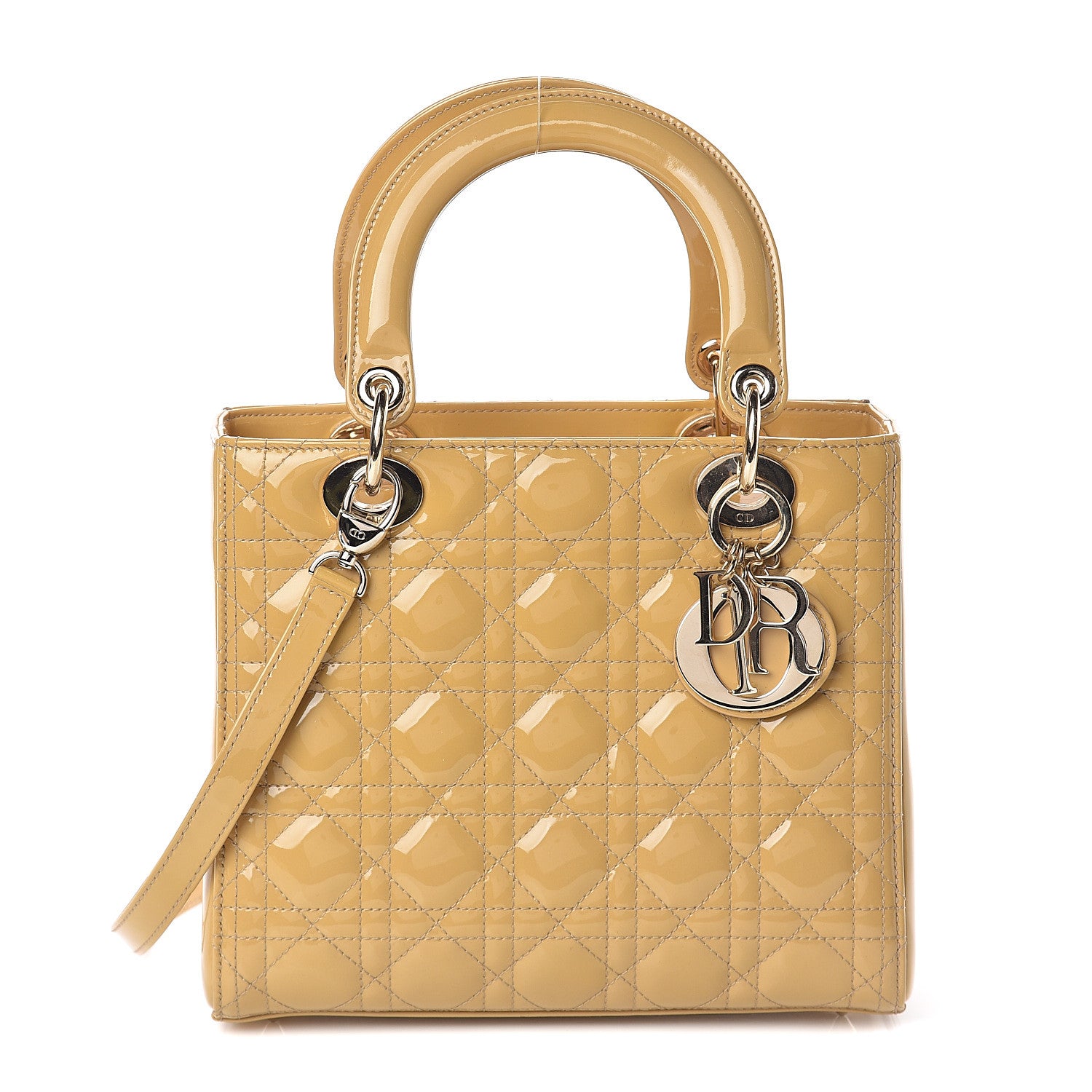 Christian Dior Patent Cannage Medium Lady Dior Beige 1 of 8