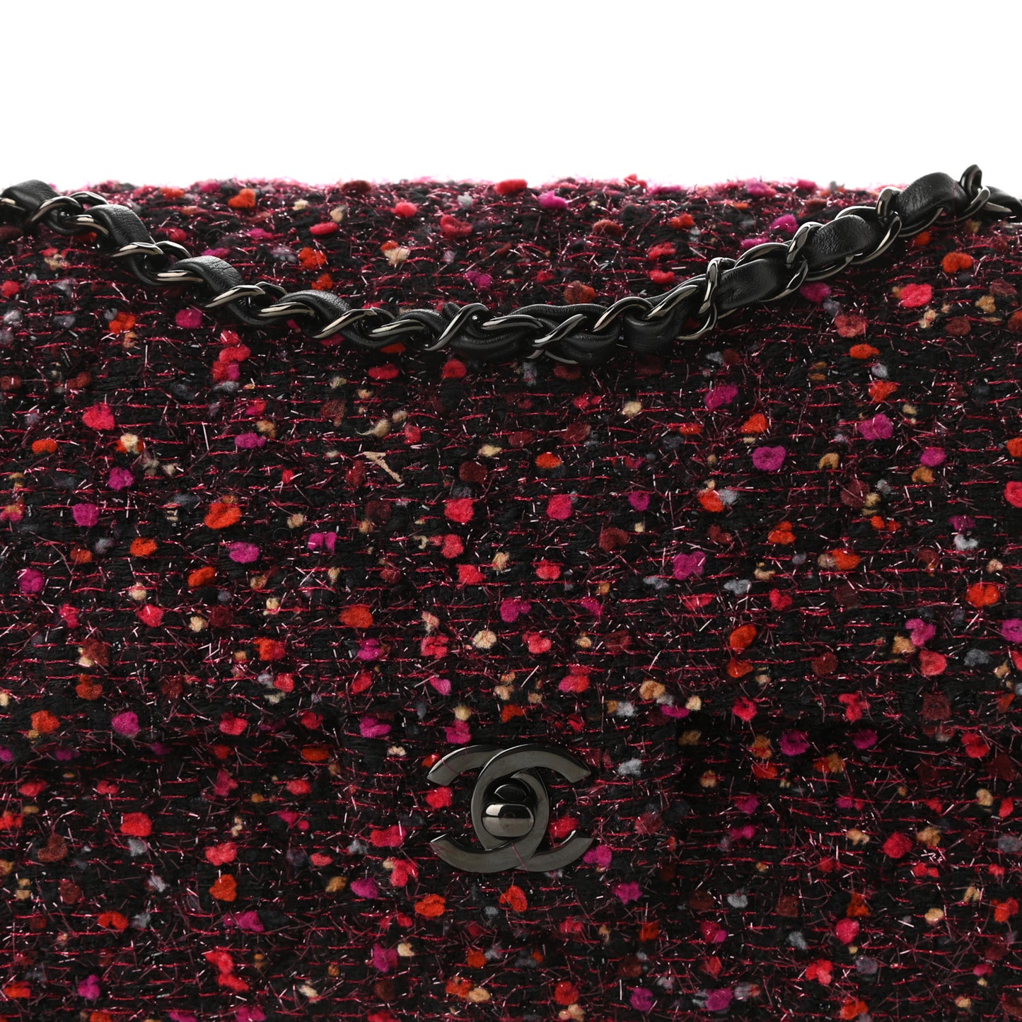 Tweed Quilted Medium Double Flap Multicolor