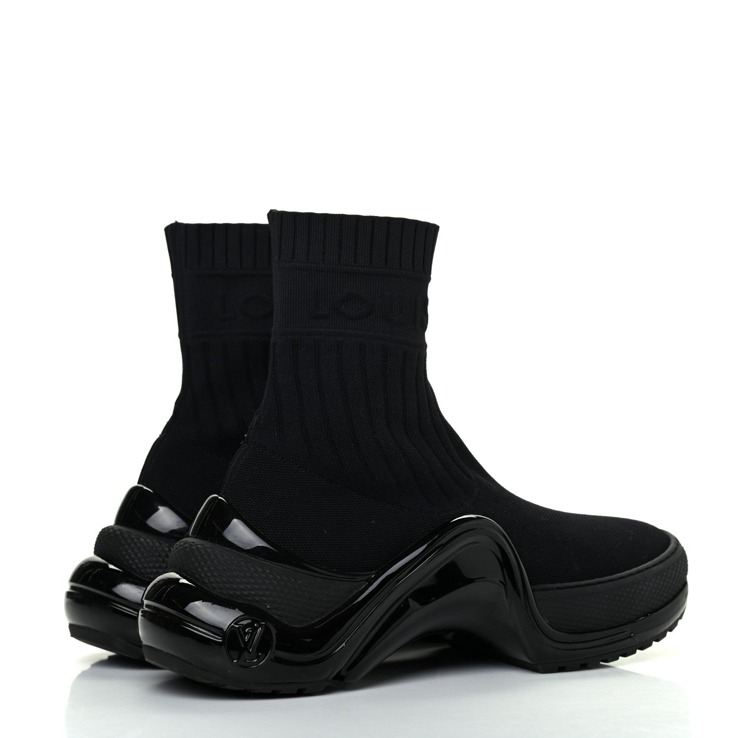 Louis Vuitton Stretch Textile Patent LV Archlight Sneaker Boots 38 Black 4 of 11