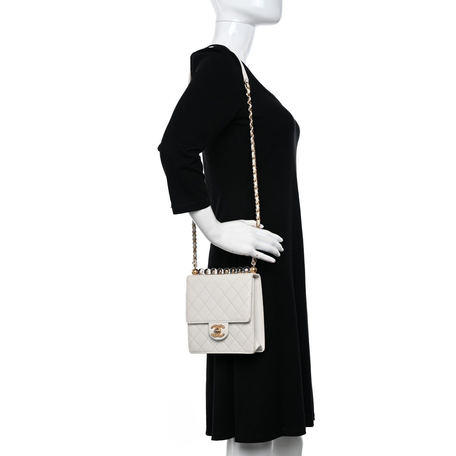 Chanel Lambskin Quilted Chic Pearls Flap White 2 of 11